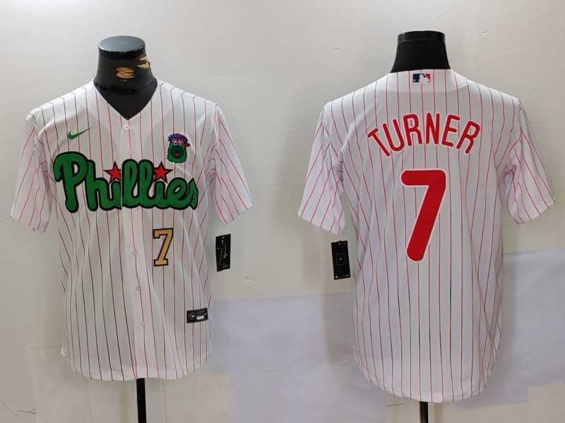 Mens Philadelphia Phillies #7 Trea Turner White Green Cool Base Stitched Jerseys->philadelphia phillies->MLB Jersey